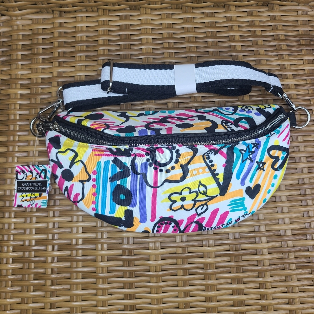 Brighton Bag Graffiti Love Floral Belt Fanny Pack Crossbody NWT Multi-Colored